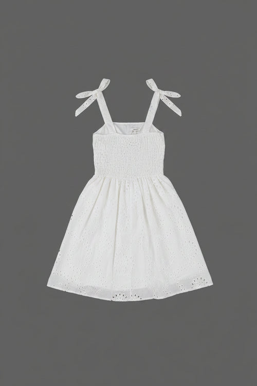 Abito Corto in Pizzo Sangallo Made in Italy - Spalline con Fiocco