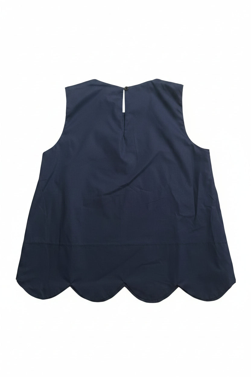 Blusa Smanicata con Taglio a Onde