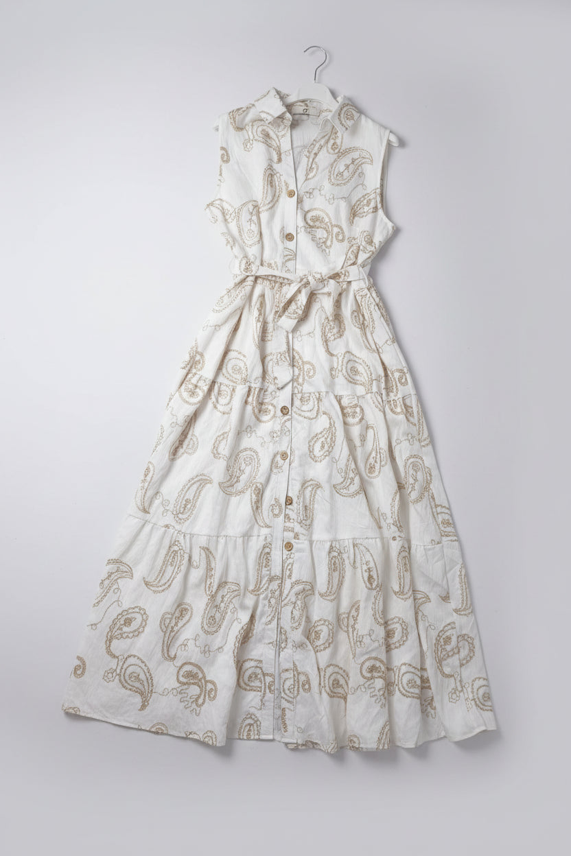 Vestito Lungo Boho-Chic con Cintura