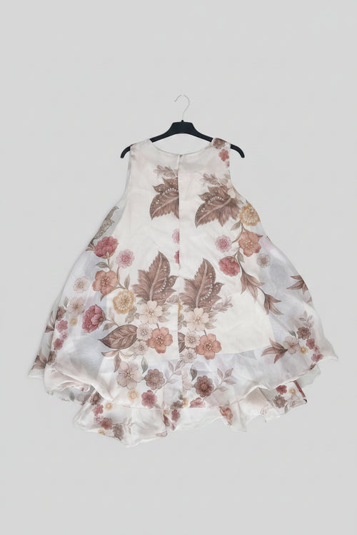 Abito Corto Svasato a Fiori in Chiffon
