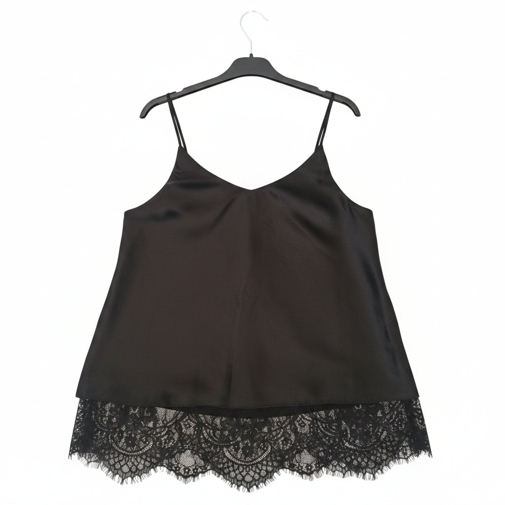 Canotta in Satin con Fondo in Pizzo