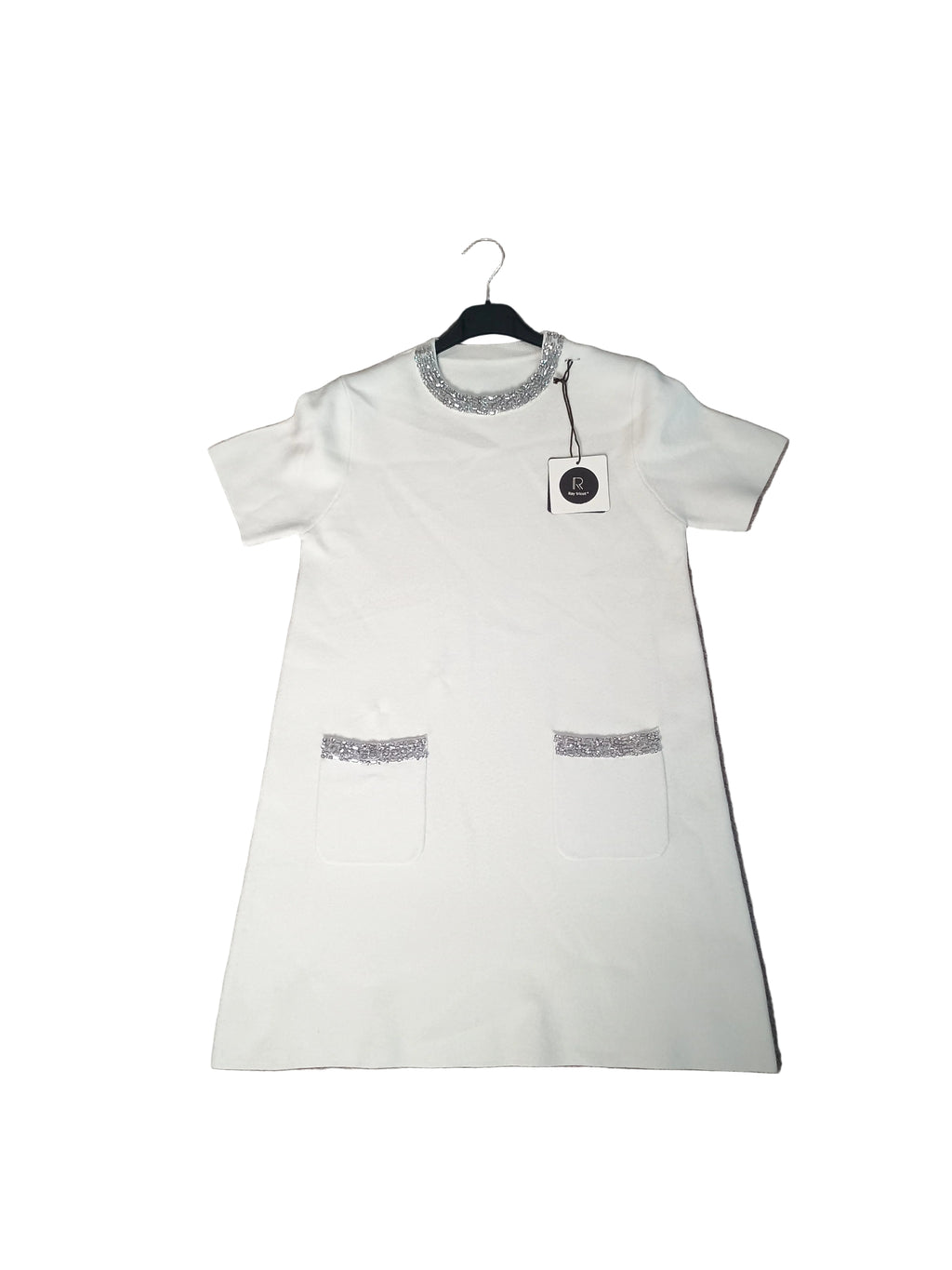 New Vestito Tubino in Maglia con Dettagli Strass