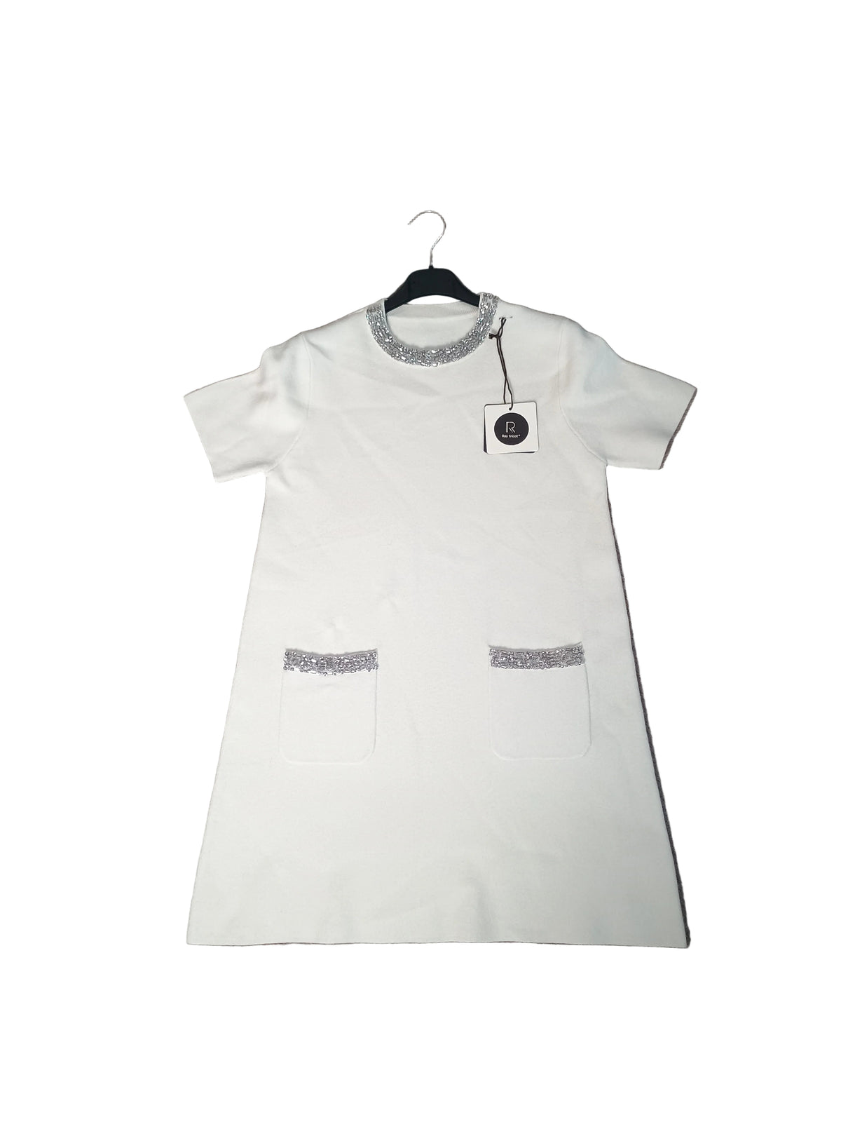 New Vestito Tubino in Maglia con Dettagli Strass
