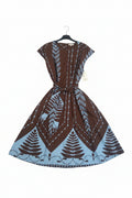 Abito Midi in 100% Cotone con Gonna a Ruota e Stampa Geometrica - Made in Italy