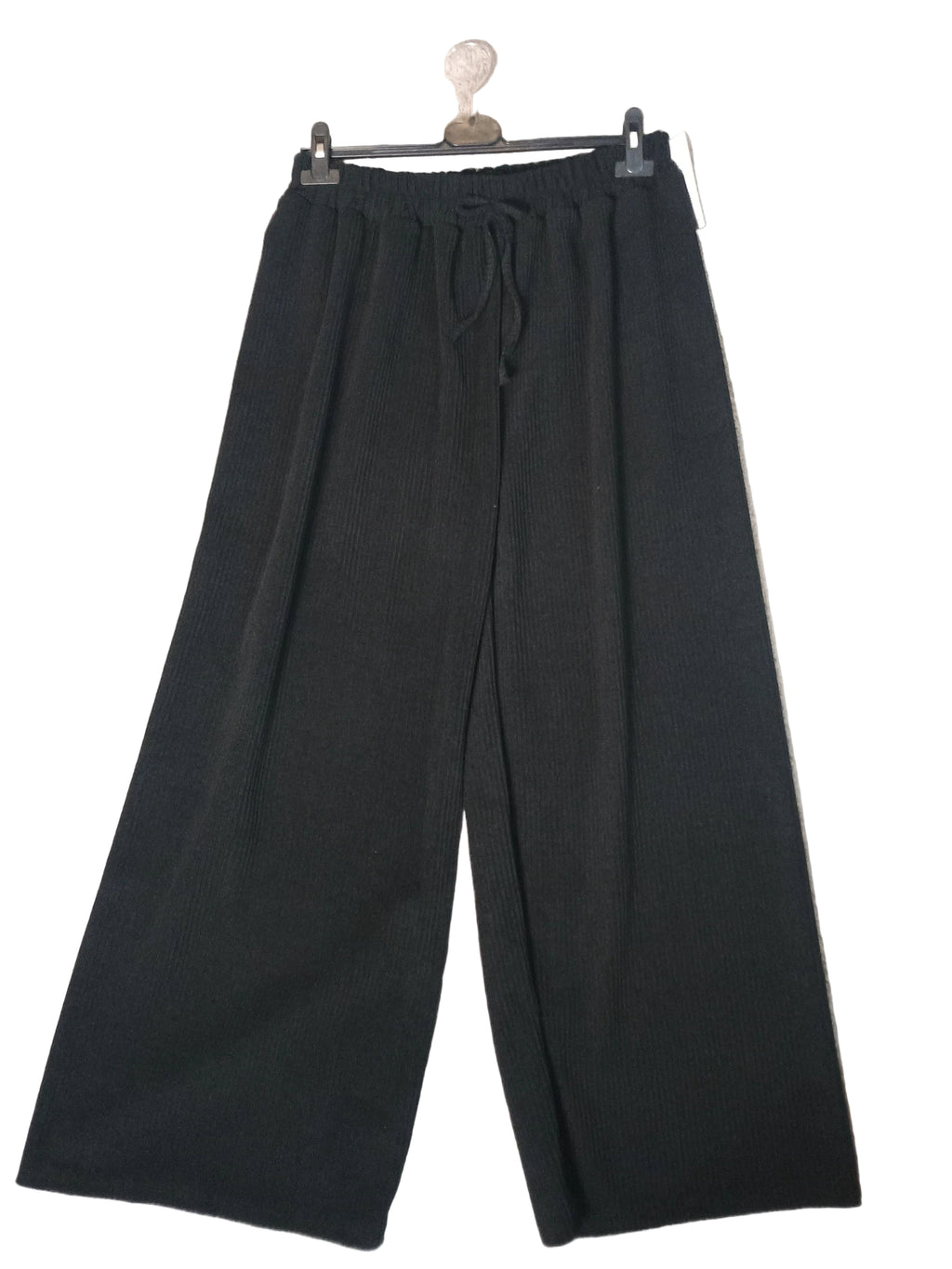 New Pantaloni Wide Leg in Maglia Effetto Velluto
