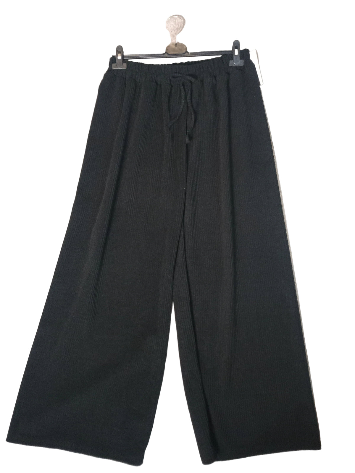 New Pantaloni Wide Leg in Maglia Effetto Velluto