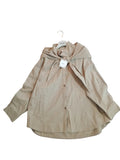New Giacca Camicia in Puro Cotone con Cappuccio Removibile