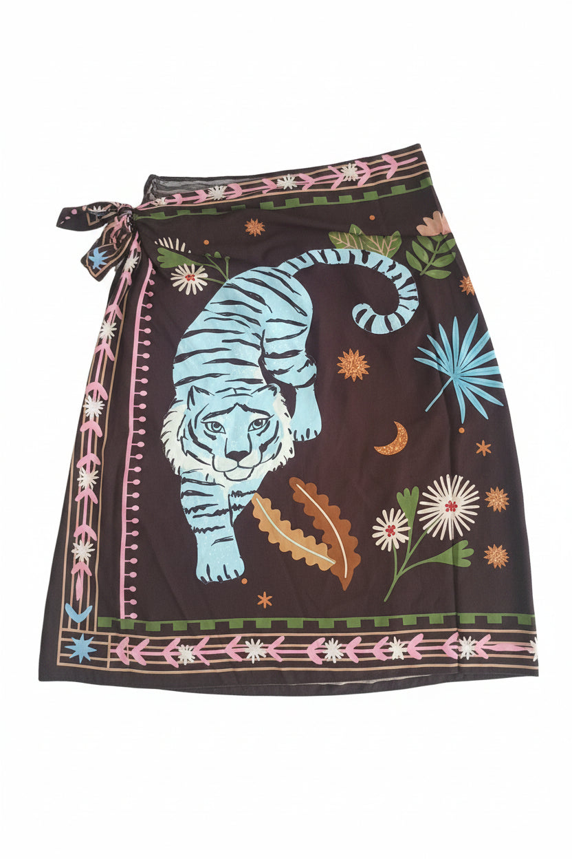 Gonna Pareo Midi "Wild Jungle" con Stampa Tigre – Variante Regolabile