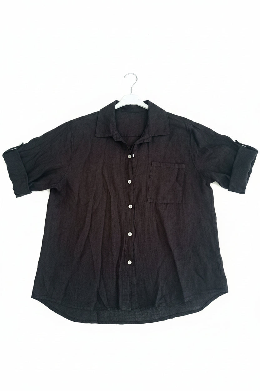 Camicia Comfort in 100% Lino a Maniche Regolabili