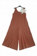 Tuta Jumpsuit Oversize a Gamba Larga con Spilla Fiore - Made in Italy