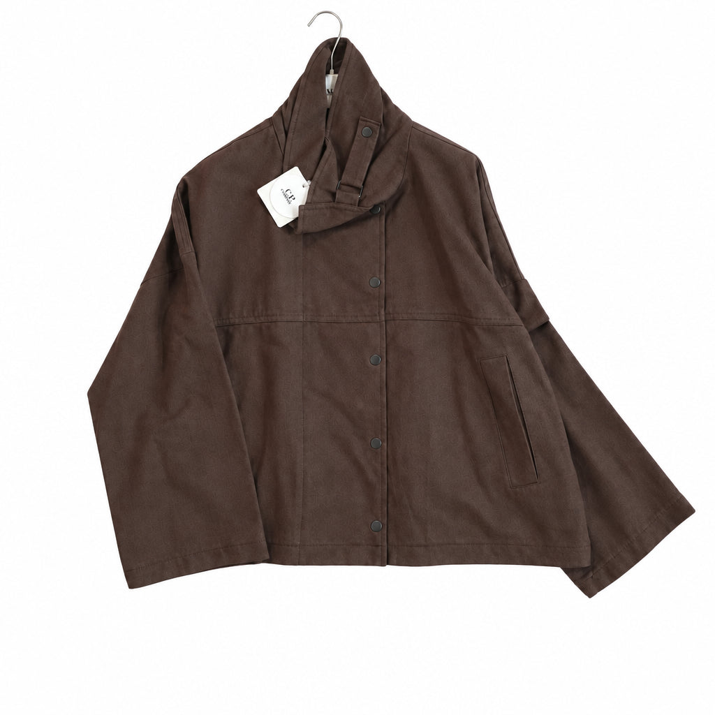 New Giacca Corta in Puro Cotone con Collo Alto