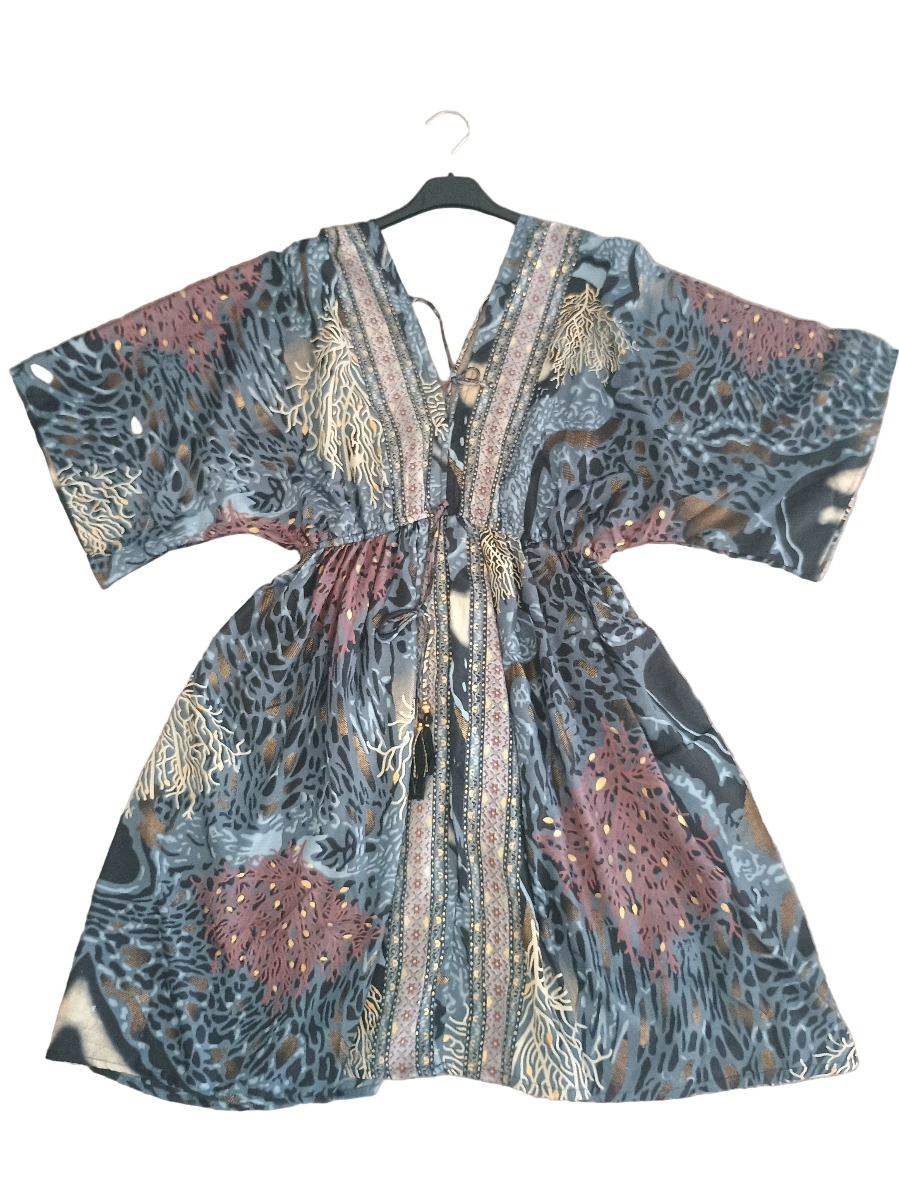 Abito Corto Stile Impero Fantasia Boho-Chic