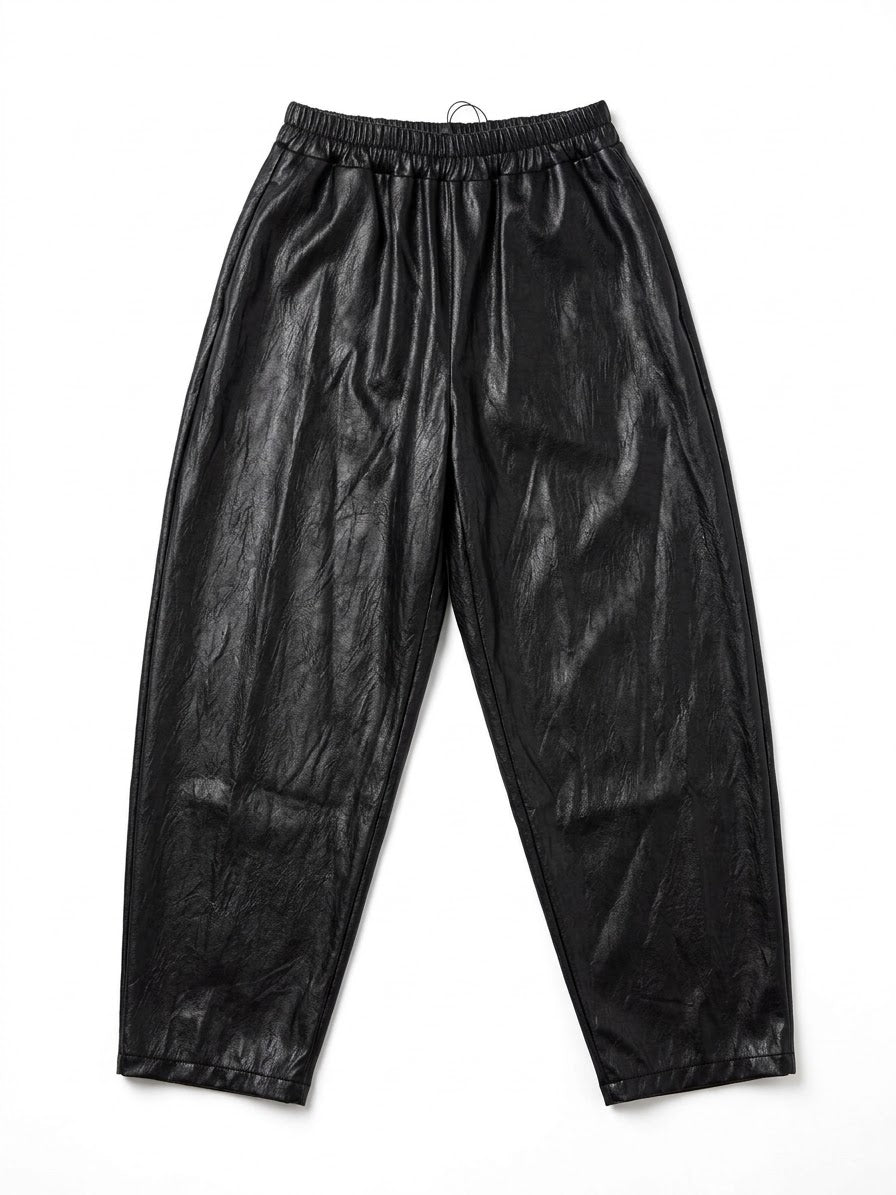 NEW Pantalone Elastico in Similpelle a Palloncino