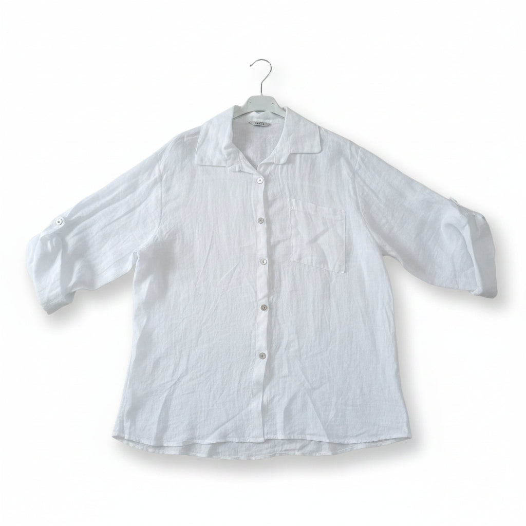 Camicia Comfort in 100% Lino a Maniche Regolabili