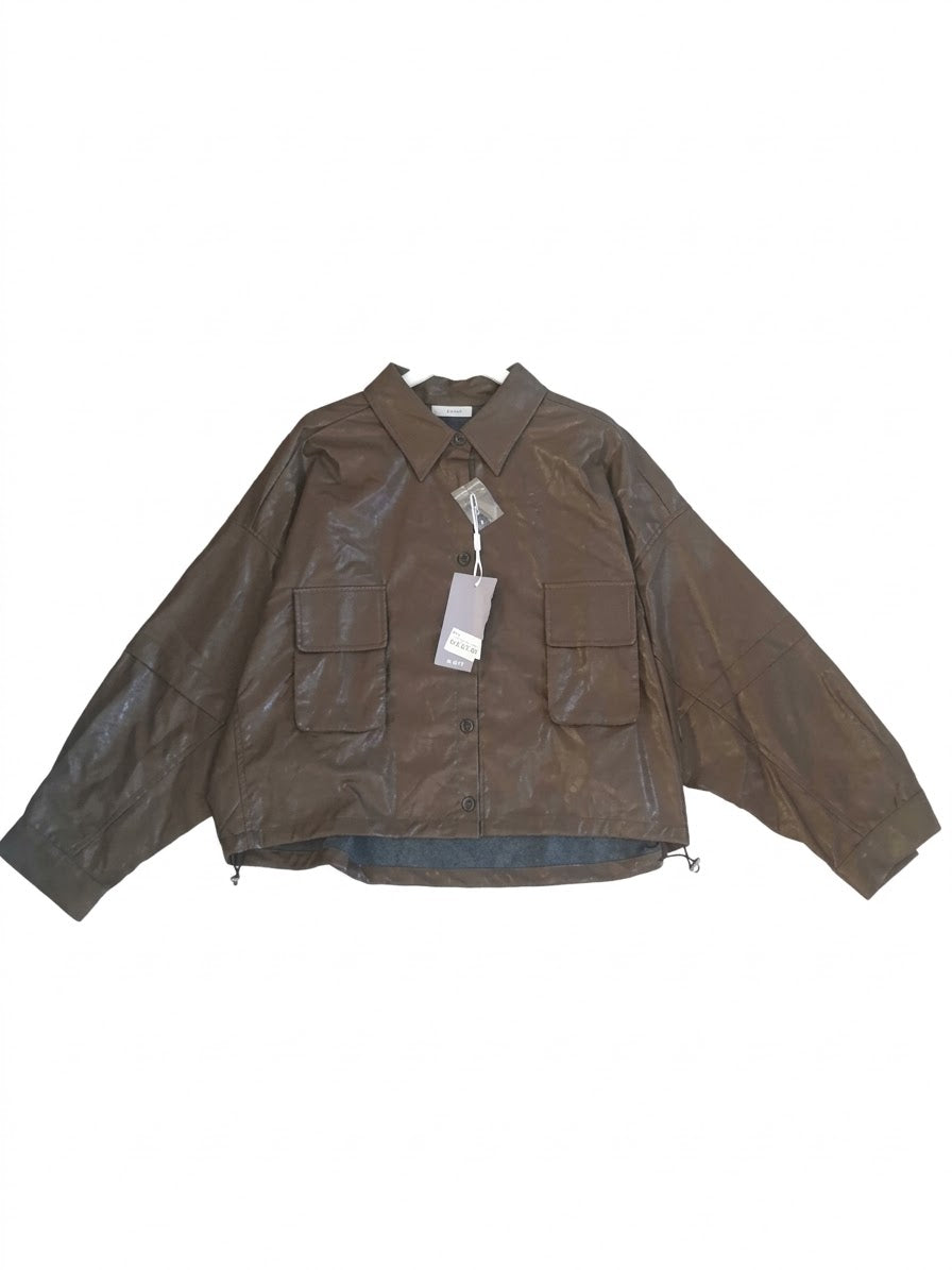 NEW Giacca-Camicia Oversize in Similpelle con Coulisse