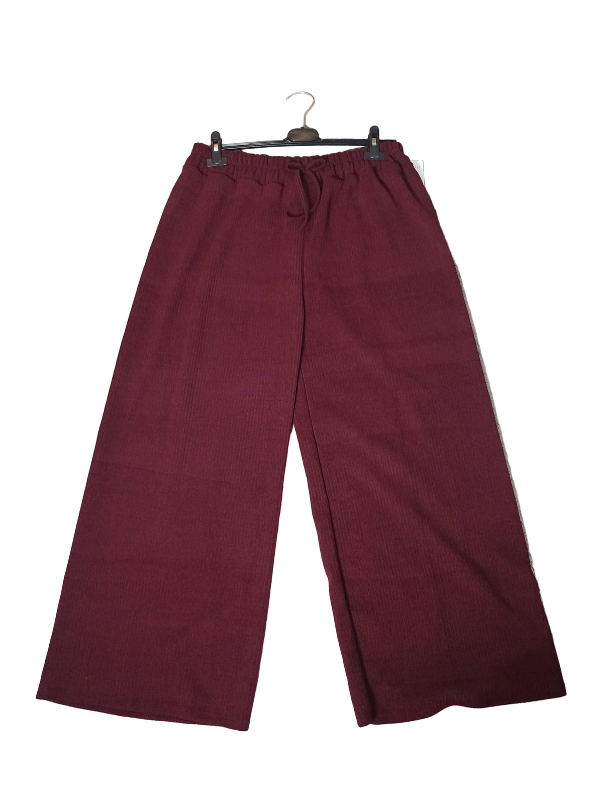 New Pantaloni Wide Leg in Maglia Effetto Velluto