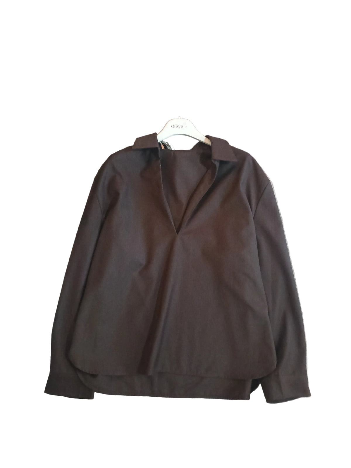 New Blusa Fluida con Scollo a V e Colletto