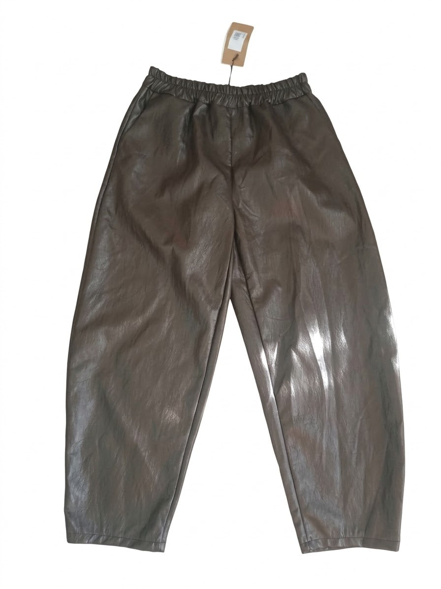 NEW Pantalone Elastico in Similpelle a Palloncino
