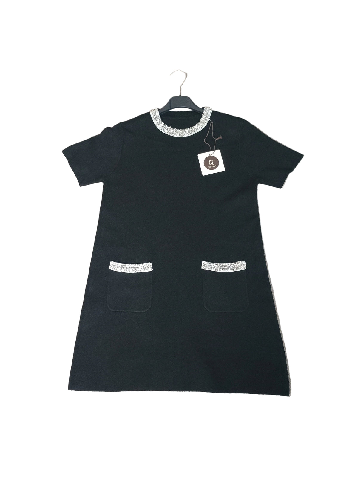 New Vestito Tubino in Maglia con Dettagli Strass