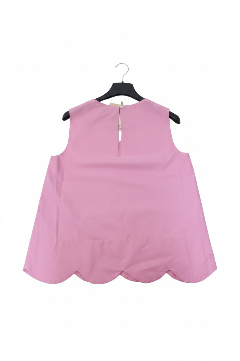 Blusa Smanicata con Taglio a Onde